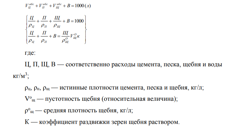 Расчетно-экспериментальный метод подбора состава бетон